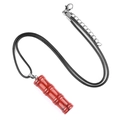Retro red natural stone bamboo pendant necklace with a black braided cord and silver clasp - Red Jasper