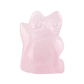 Hand-carved rose quartz cat figurine with natural crystal texture for home decor - Rose Quartz