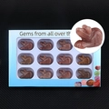 Set of 12 natural brown stone mouse carvings in a blue gift box with display window - Purple Aventurine