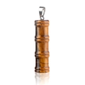 Tiger eye natural stone bamboo pendant with polished silver clasp on white background - Bamboo Joint Shape / Tiger's Eye