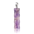 Natural purple amethyst bamboo pendant with silver clasp in a vintage style - Bamboo Joint Shape / Amethyst