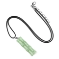 Green natural stone bamboo necklace with black cord and adjustable silver clasp - Green Aventurine