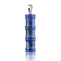 Deep blue lapis lazuli bamboo joint pendant with a polished silver metal buckle - Bamboo Joint Shape / Lapis Lazuli