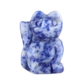 Hand-carved sodalite blue stone cat figurine with natural gemstone patterns and texture - Sodalite