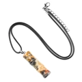 Retro bamboo joint pendant necklace in tiger eye stone with adjustable black cord - Crazy Agate