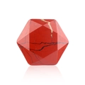 Polished natural Red Jasper hexagon gemstone with unique black veining on white background - Red Jasper (No Hole Faceted Hexagram)