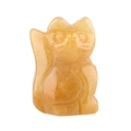 Hand-carved natural yellow gemstone cat figurine with polished semi-precious stone finish - Yellow Jade