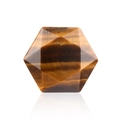 Faceted Tiger Eye stone in a hexagon cut with natural brown and golden fiber textures - Tiger Eye (No Hole Faceted Hexagram)