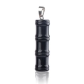 Natural black crystal bamboo pendant with silver clasp in a three-section design - Bamboo Joint Shape / Obsidian