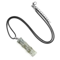 Natural stone bamboo pendant necklace with green agate and black cord in variant view - Labradorite