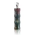 Bamboo shaped natural bloodstone pendant in deep green and red with a silver clasp - Bamboo Joint Shape / India Agate