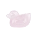 Hand-carved pink rose quartz crystal duck figurine with a smooth polished finish - Rose Quartz