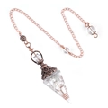 Vintage bronze dowsing pendulum with white turquoise resin stone and ornate metal cap - Hexagonal Cone (2108) / Howlite