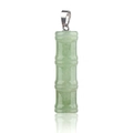 Natural green aventurine crystal bamboo pendant with silver clasp in cylindrical shape - Bamboo Joint Shape / Green Aventurine
