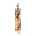Bamboo shaped natural crystal pendant with brown mottled texture and silver bail - Bamboo Joint Shape / Crazy Agate