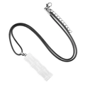 Bamboo style natural stone necklace with cream white pendant and black woven cord - Rose Quartz