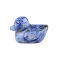 Miniature blue sodalite duck figurine with natural white marbled stone texture - Sodalite
