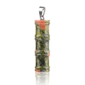 Bamboo shaped green and red natural stone pendant with silver metallic bail clasp - Bamboo Joint Shape / Unakite