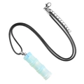 Bamboo style natural stone necklace with a translucent light blue pendant on black cord - Lab-Created Opal