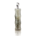 Natural labradorite bamboo pendant with silver metal clasp on white background - Bamboo Joint Shape / Labradorite