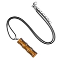 Bamboo shaped natural tiger eye stone pendant necklace with adjustable black cord strap - Tiger's Eye