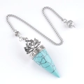 Silver lotus lotus cone pendulum with turquoise stone for meditation and yoga - Turquoise (Synthetic)