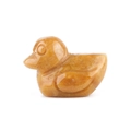 Polished yellow natural crystal duck figurine with handmade stone carved details - Yellow Jade