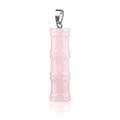 Pink quartz bamboo pendant with silver buckle on a reflective white surface - Bamboo Joint Shape / Rose Quartz