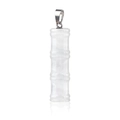 Bamboo shaped white natural agate crystal pendant with polished silver metal bail - Bamboo Joint Shape / White Crystal