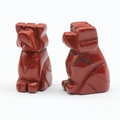 Mini red jasper crystal dog figurines featuring bulldog stone carving art pieces - Red Jasper