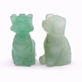 Miniature green aventurine crystal dog statues set in polished natural gemstone - Green Aventurine