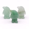 Three-piece set of mini green aventurine penguin gemstone statues with smooth carvings - Green Aventurine