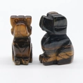 Mini tiger eye stone puppy figurine with natural gemstone textures for home decor - Tiger's Eye