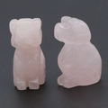 Hand-carved pink rose quartz bulldog figurine pair with smooth polished gemstone finish - Rose Quartz