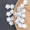 Star shaped white howlite stone bead with marble texture and faceted details for jewelry - Howlite