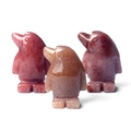 Mini carved penguin figurine crafted from natural red agate crystal gemstone for desk decor - Purple Aventurine