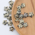 Star-shaped Dalmatian Jasper stone beads with natural black spots for DIY jewelry - Dalmatian Jasper