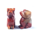 Mini hand-carved natural red jasper stone puppy dog figurines set of two pieces - Colored Jade