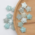 Polished 10mm star-shaped faceted natural stone pendant for DIY jewelry making - Amazonite