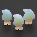Three opal stone penguin figurines with iridescent finish for home decor - Opal (Synthetic)
