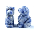 Mini hand-carved sodalite dog figurines with natural blue and white stone texture - Blue Spot Stone