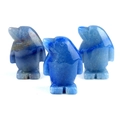 Three-piece lapis lazuli penguin stone carvings with polished deep blue natural textures - Blue Aventurine
