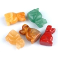 Mini natural crystal puppy figurine carved from green aventurine and red jasper stones - Mixed Random