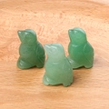 Three-piece set of natural green aventurine stone bird figurines on wooden table - Green Aventurine