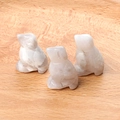 Three hand-carved white natural stone owl figurines with smooth polished texture - White Crazy Lace Agate