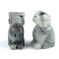 Miniature puppy dog statues carved from natural labradorite crystal and polished stone - Labradorite