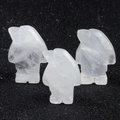 Three set of carved white crystal penguin figurines with natural quartz stone texture - White Crystal