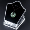Green crystal agate donut pendant with adjustable brown braided cord for men and women - Green Aventurine