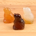 Three mini hand-carved agate bird figurines in orange, brown, and cream white stones - Natural Agate