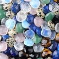 Faceted heart-shaped crystal stone pendants in assorted natural colors for DIY jewelry - Mixed Random